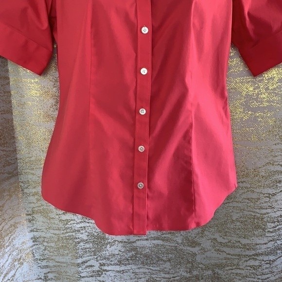 Talbots Petites Pink Short Sleeve Button Up Blouse Size 4P - Picture 5 of 13